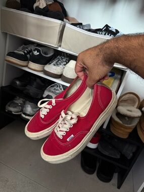 Red Canvas Low-Top Sneakers - Classic Casual Men's Shoes